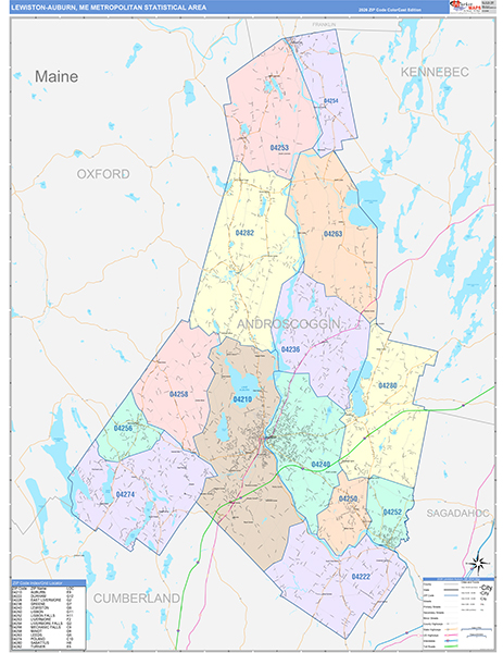 Lewiston-Auburn Metro Area Wall Map